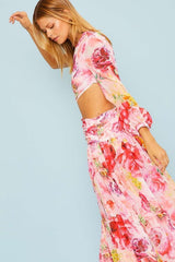 Body Suit Floral Print Maxi Dress