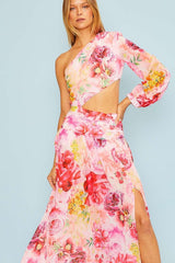 Body Suit Floral Print Maxi Dress