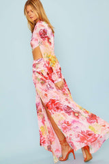 Body Suit Floral Print Maxi Dress