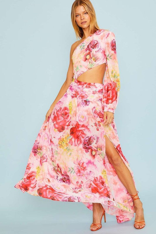 Body Suit Floral Print Maxi Dress