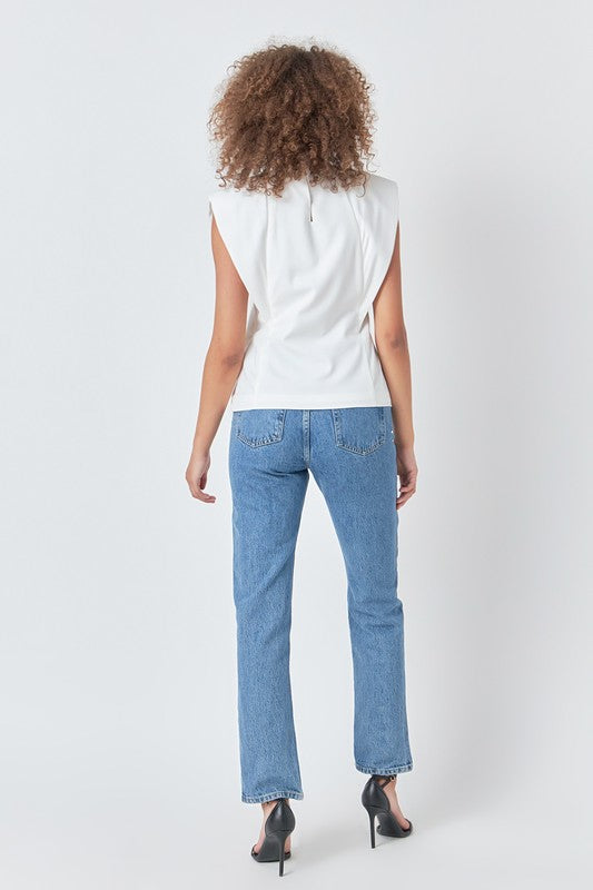 Sleeveless Pleated Top