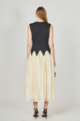 Contrast Color Midi Dress