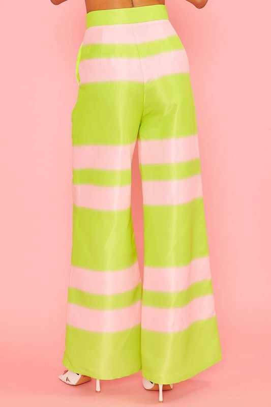 Green Pink Side Pocket Pants