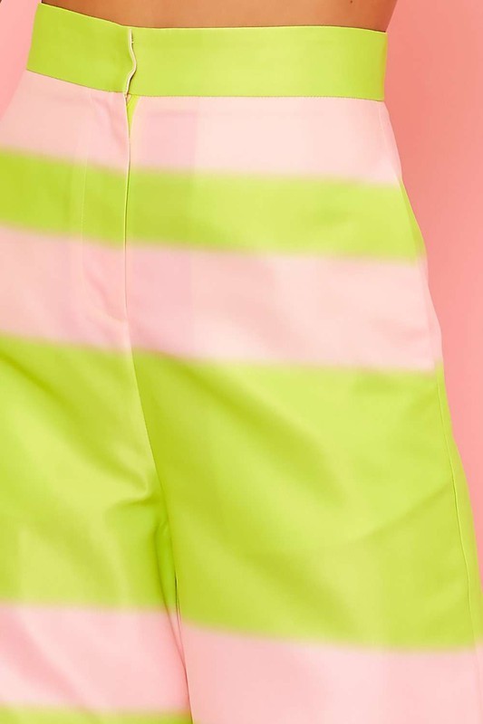 Green Pink Side Pocket Pants
