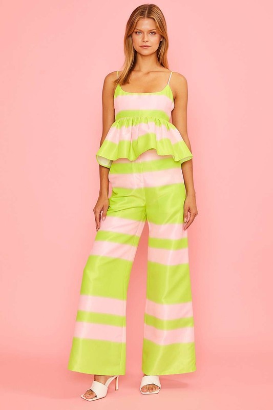 Green Pink Side Pocket Pants