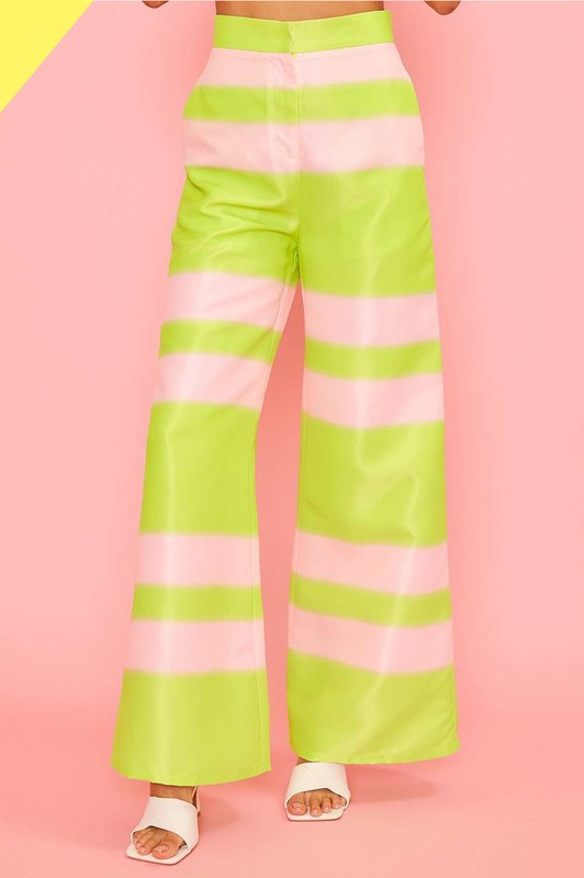 Green Pink Side Pocket Pants