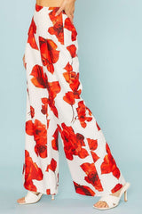 Pleat Floral Wide Pants
