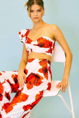 Pleat Floral Wide Pants