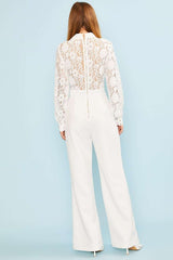 Lace Top Solid Bottom Jumpsuit (Black or White)