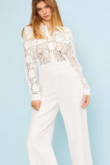 Lace Top Solid Bottom Jumpsuit (Black or White)