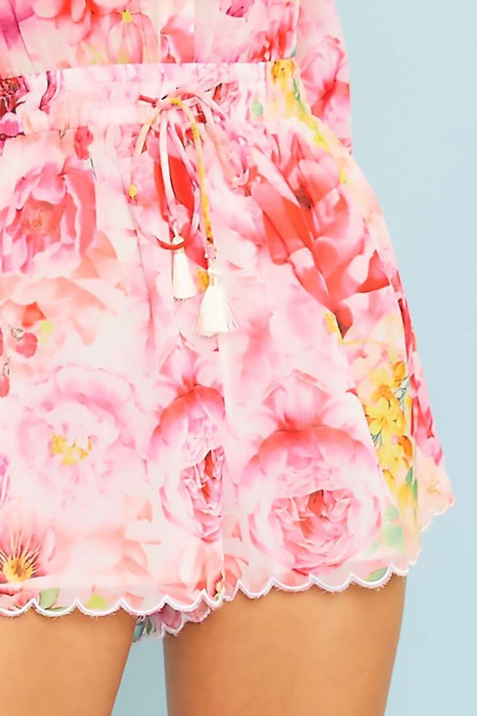 Scallop Hem Floral Romper