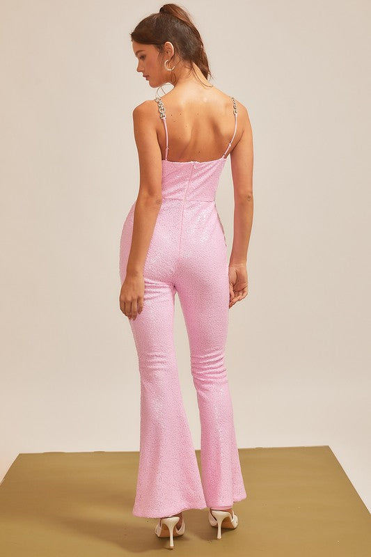 Sparkle Trim Sequin Jumpsuit