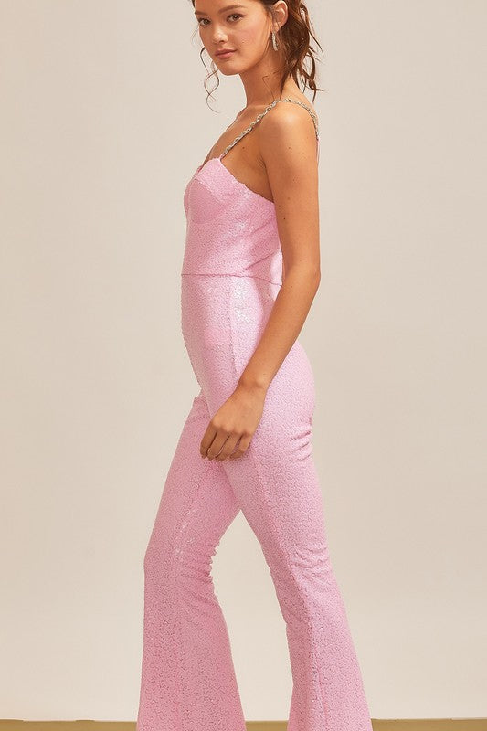 Sparkle Trim Sequin Jumpsuit