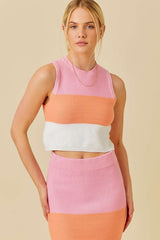 Sleeveless Color Block Knit Top