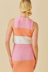 Sleeveless Color Block Knit Top