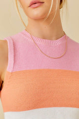 Sleeveless Color Block Knit Top
