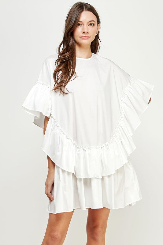 Layered Ruffles Poplin Dress
