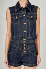 Cropped Denim Vest