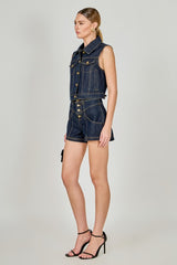 Cropped Denim Vest
