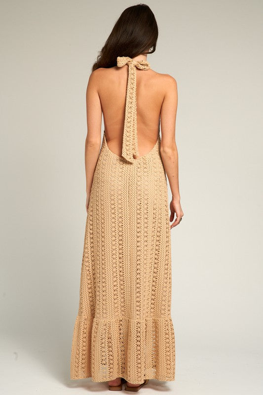 Crochet Halter Neck Maxi Dress – v o g l i o