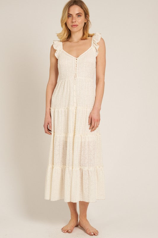 Ruffle Sleeve Layered Maxi Dress