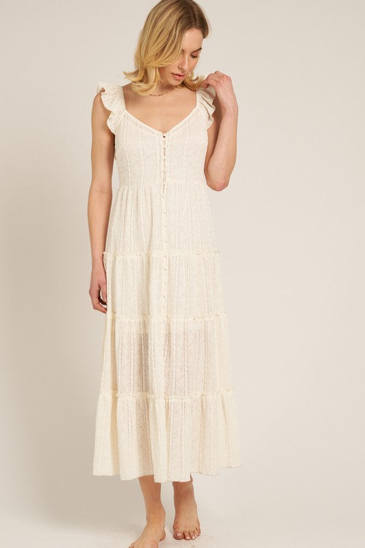 Ruffle Sleeve Layered Maxi Dress