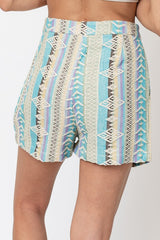 Wooden Button Embroidered Shorts