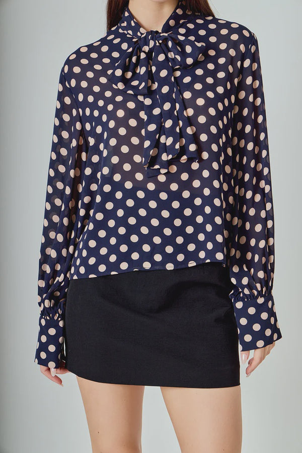 Navy Polka Dot Blouse