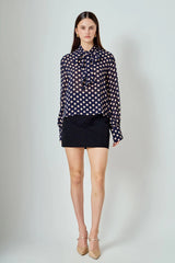 Navy Polka Dot Blouse