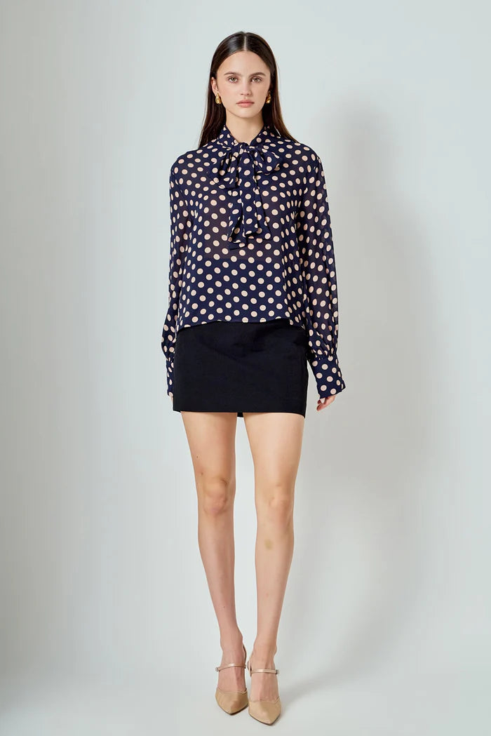 Navy Polka Dot Blouse