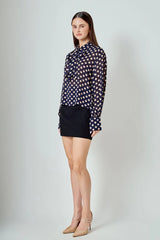 Navy Polka Dot Blouse
