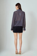 Navy Polka Dot Blouse