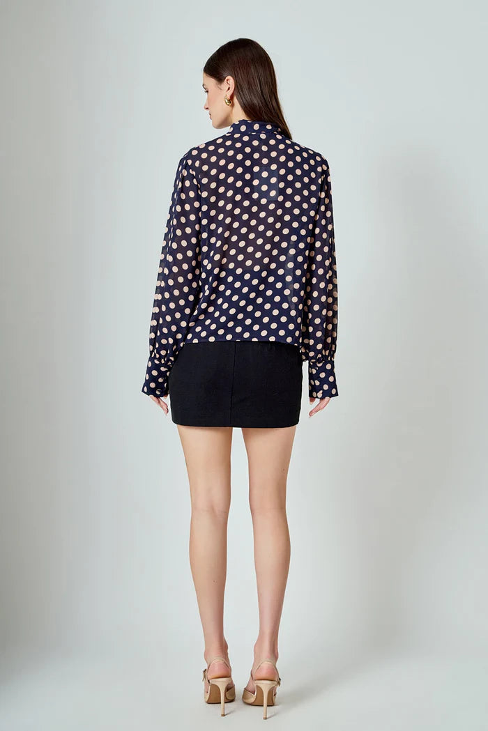 Navy Polka Dot Blouse