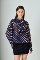 Navy Polka Dot Blouse