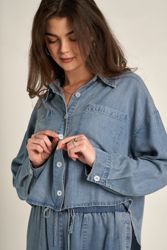 Button Down Pocket Denim Shirt