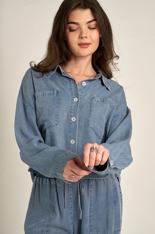 Button Down Pocket Denim Shirt