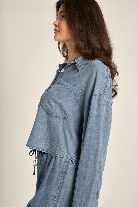 Button Down Pocket Denim Shirt