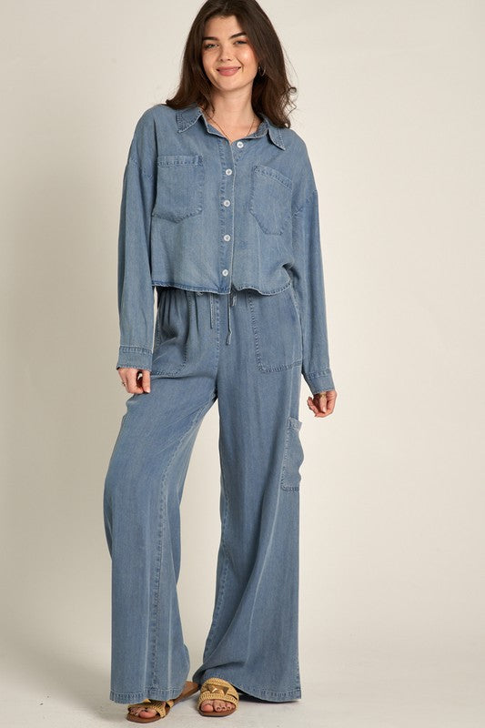 Button Down Pocket Denim Shirt