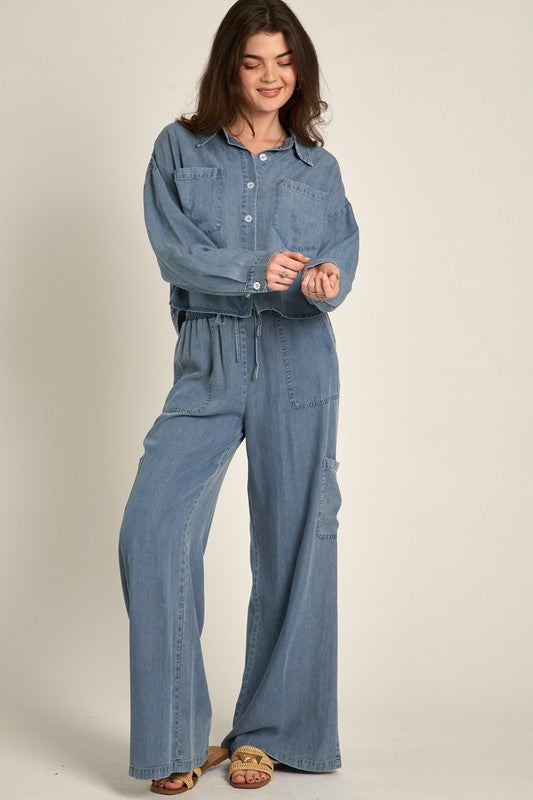 Button Down Pocket Denim Shirt