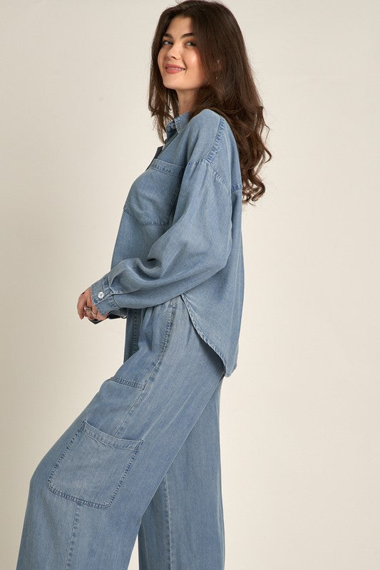Button Down Pocket Denim Shirt