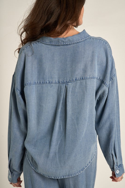 Button Down Pocket Denim Shirt