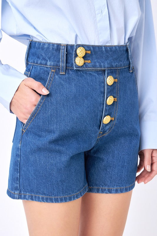 Buttoned Denim Shorts