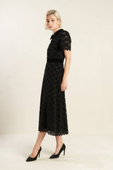 Contrast Velvet Collar and Waist Band