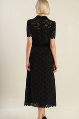 Contrast Velvet Collar and Waist Band