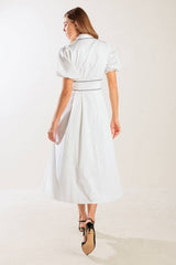 Elegant Solid Woven Midi Dress