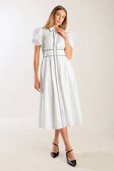 Elegant Solid Woven Midi Dress