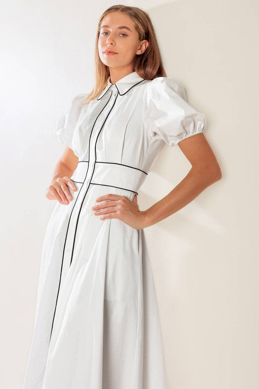 Elegant Solid Woven Midi Dress
