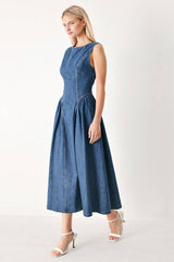 Sculpted Denim Midi Dress