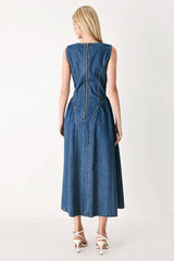 Sculpted Denim Midi Dress