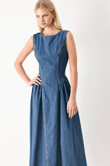 Sculpted Denim Midi Dress